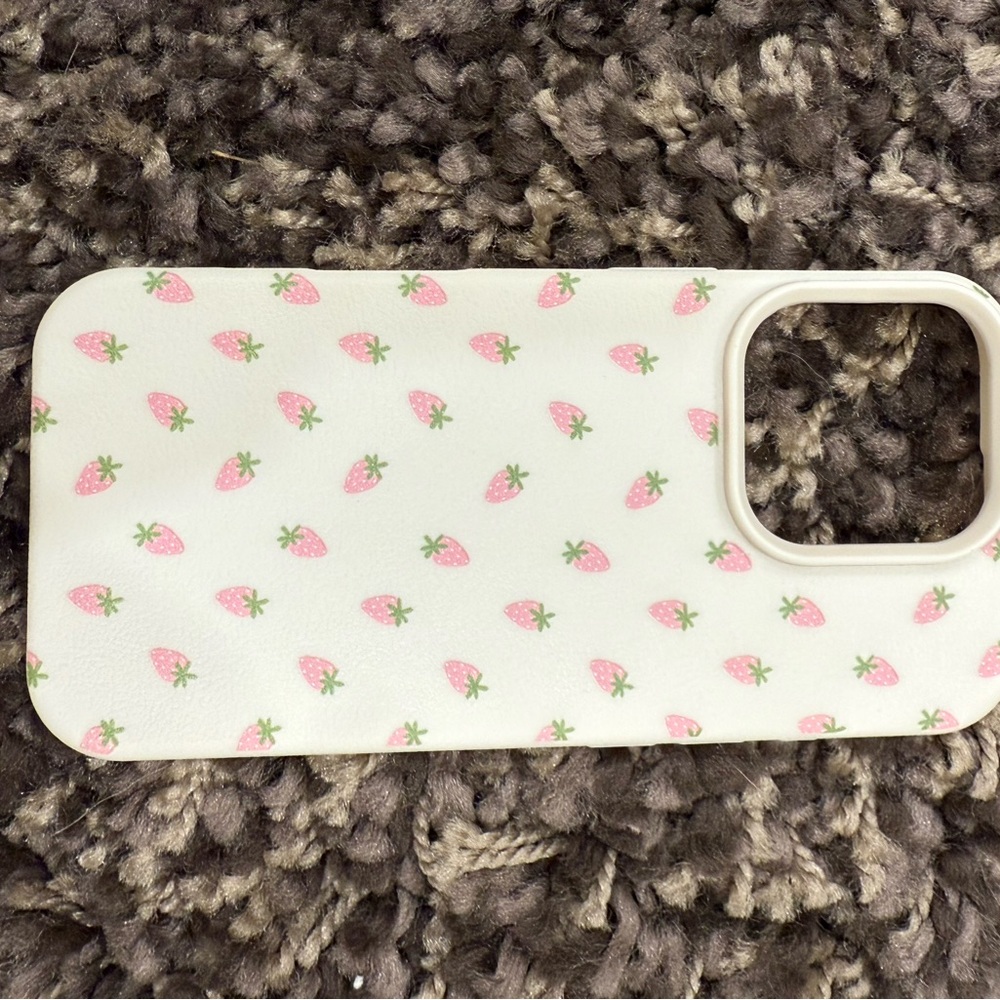 Strawberry Pattern Phone Case - White and Pink